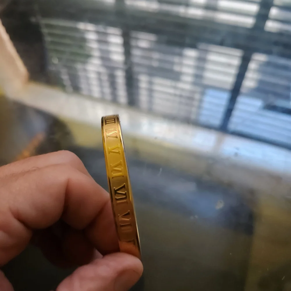 Gold Roman‎ Numeral Bangle Bracelet